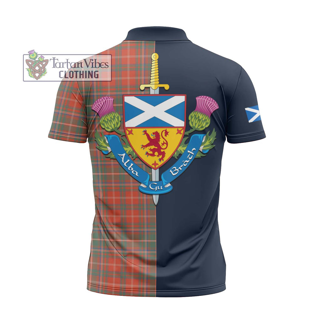 Tartan Vibes Clothing MacDougall Ancient Tartan Zipper Polo Shirt with Scottish Lion Royal Arm Half Style