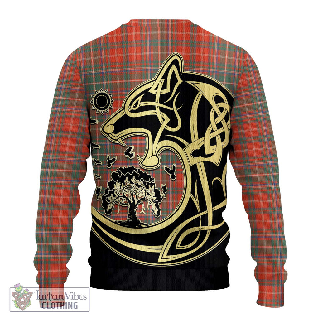 MacDougall Ancient Tartan Knitted Sweater with Family Crest Celtic Wolf Style - Tartan Vibes Clothing