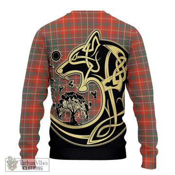 MacDougall Ancient Tartan Ugly Sweater with Family Crest Celtic Wolf Style