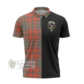 MacDougall Ancient Tartan Zipper Polo Shirt with Family Crest and Half Of Me Style