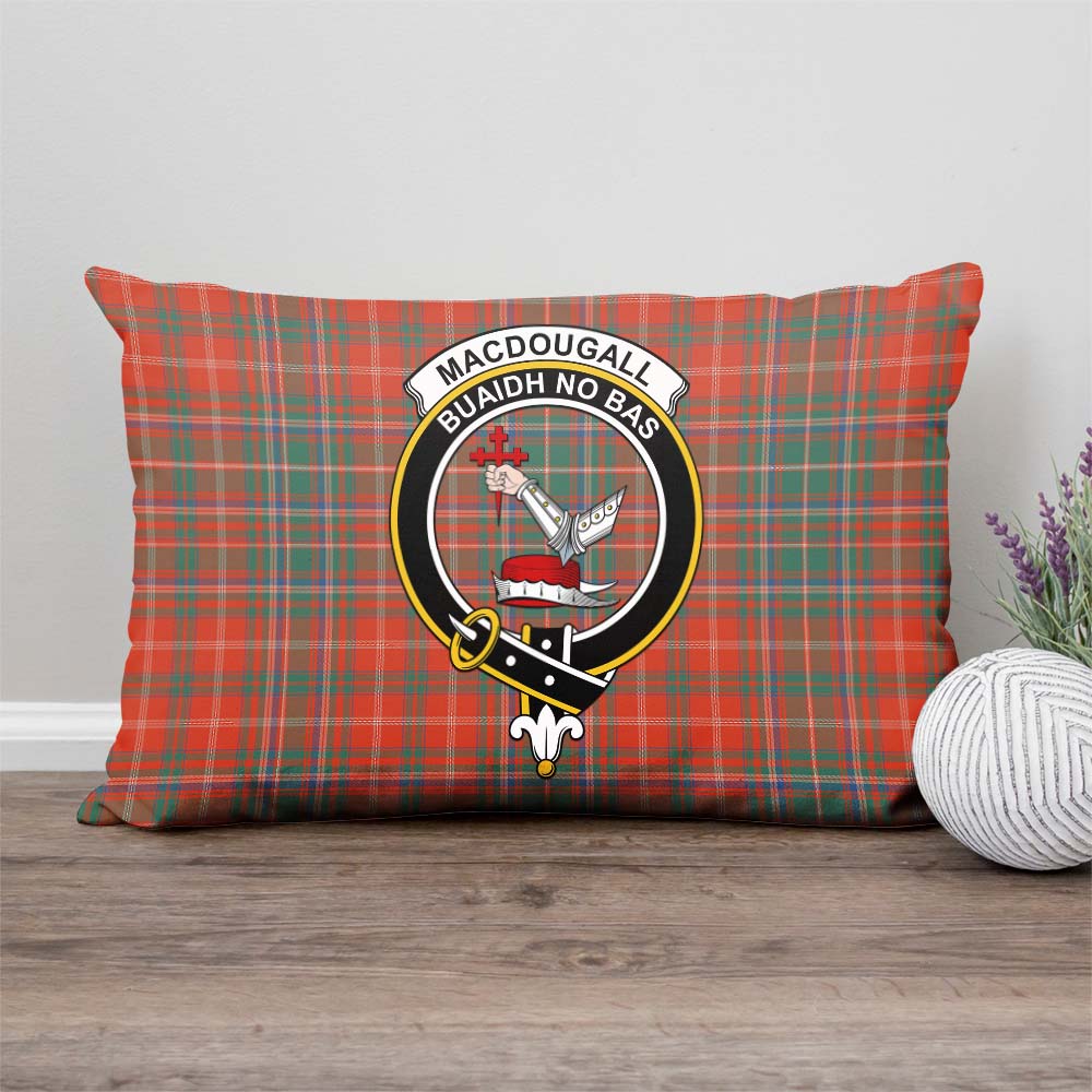 MacDougall Ancient Tartan Pillow Cover with Family Crest Rectangle Pillow Cover - Tartanvibesclothing