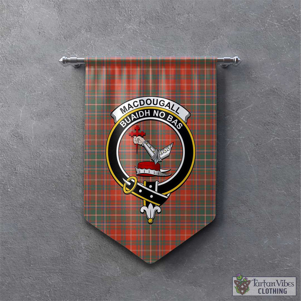 Tartan Vibes Clothing MacDougall Ancient Tartan Gonfalon, Tartan Banner with Family Crest