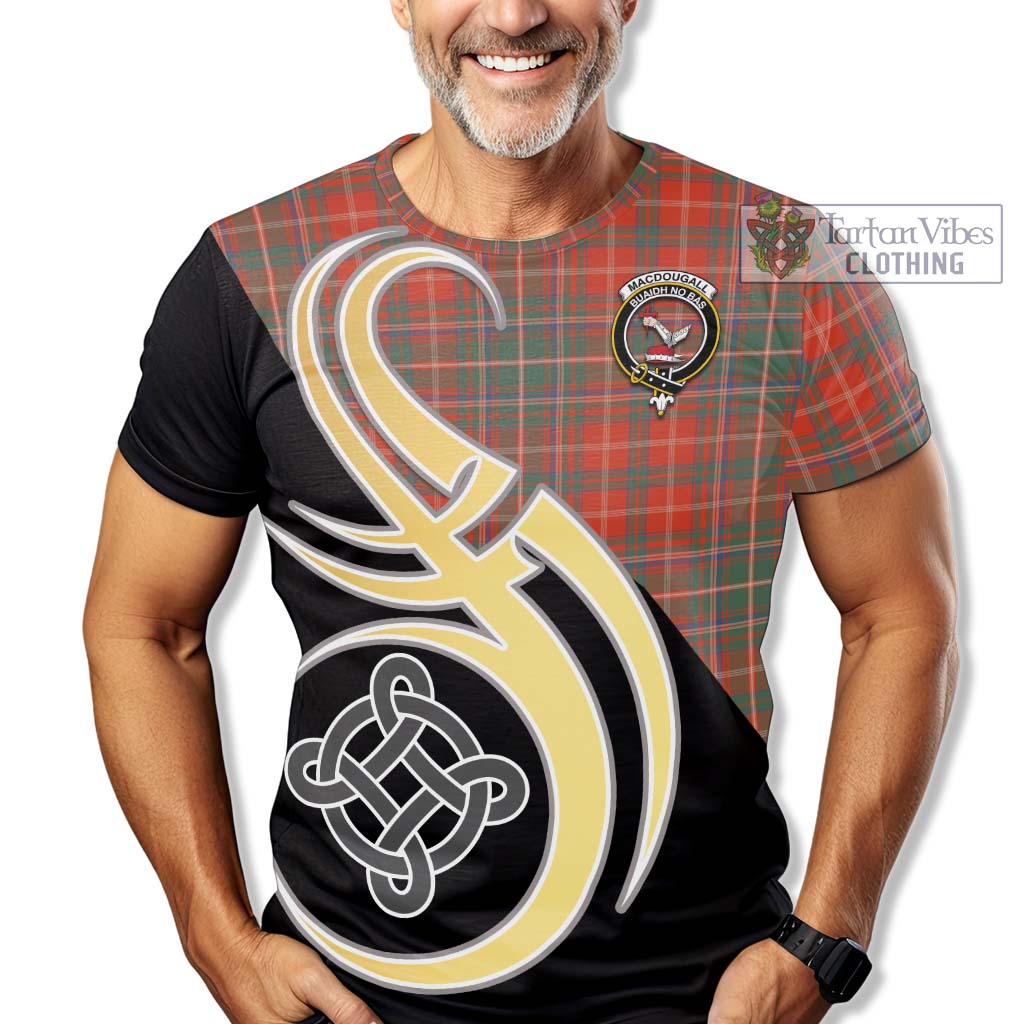 Tartan Vibes Clothing MacDougall Ancient Tartan T-Shirt with Family Crest and Celtic Symbol Style