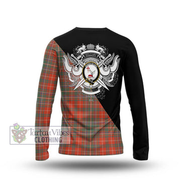 MacDougall Ancient Tartan Long Sleeve T-Shirt with Family Crest and Military Logo Style