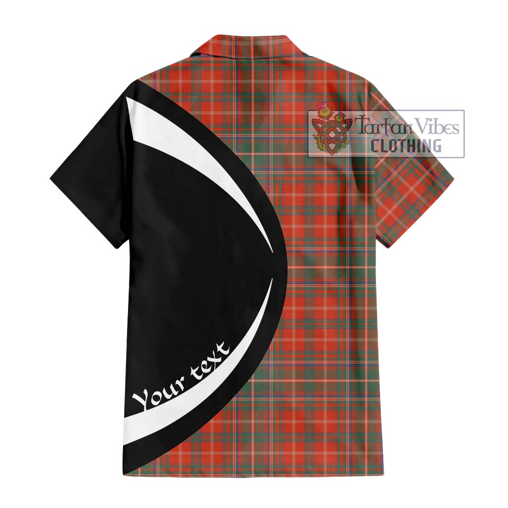 MacDougall Ancient Tartan Short Sleeve Button Up with Family Crest Circle Style - Tartan Vibes Clothing