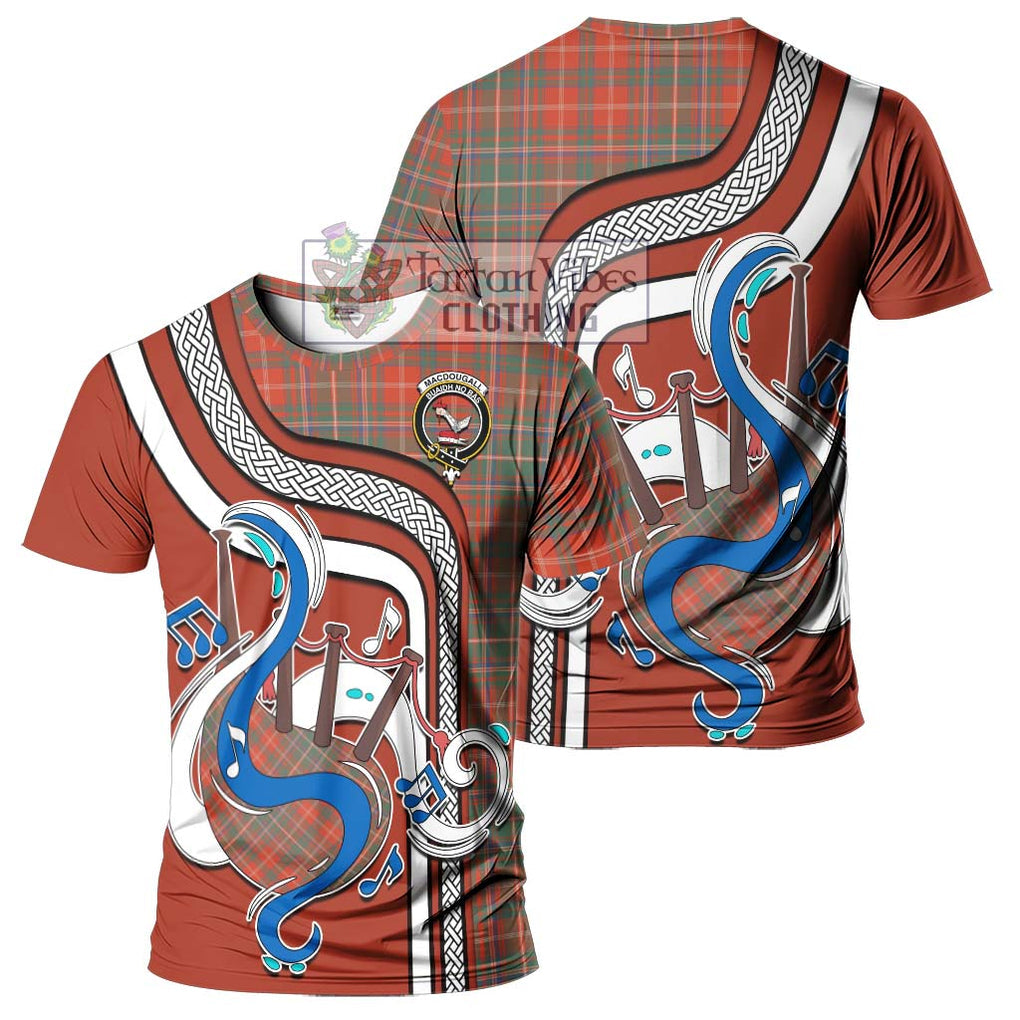 MacDougall Ancient Tartan T-Shirt with Epic Bagpipe Style - Tartanvibesclothing Shop