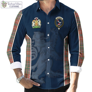 MacDougall Ancient Tartan Long Sleeve Button Up Shirt with Family Crest and Lion Rampant Vibes Sport Style