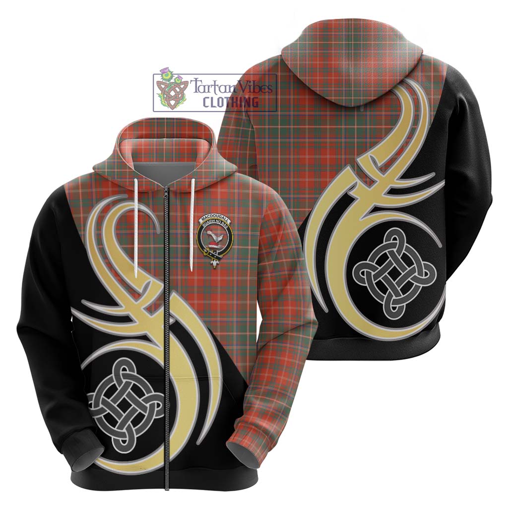 Tartan Vibes Clothing MacDougall Ancient Tartan Hoodie with Family Crest and Celtic Symbol Style