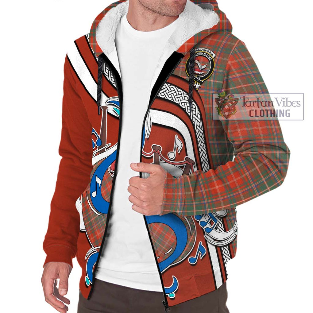 MacDougall Ancient Tartan Sherpa Hoodie with Epic Bagpipe Style Unisex - Tartanvibesclothing Shop