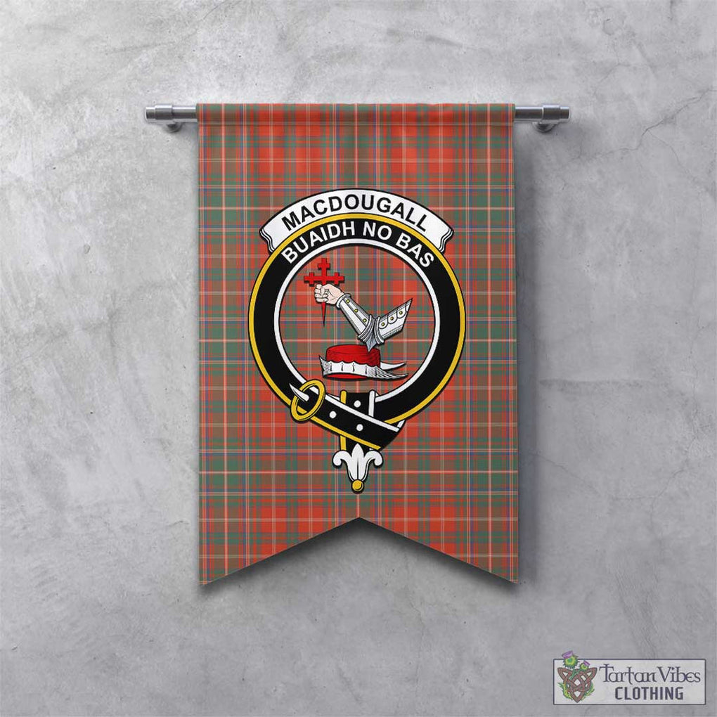 Tartan Vibes Clothing MacDougall Ancient Tartan Gonfalon, Tartan Banner with Family Crest