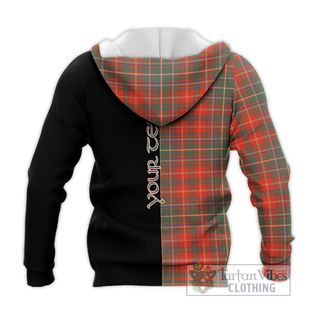 MacDougall Ancient Tartan Knitted Hoodie with Family Crest and Half Of Me Style - Tartanvibesclothing Shop