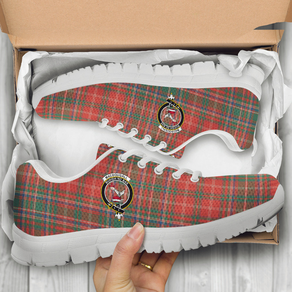 MacDougall Ancient Tartan Sneakers with Family Crest - Tartan Vibes Clothing