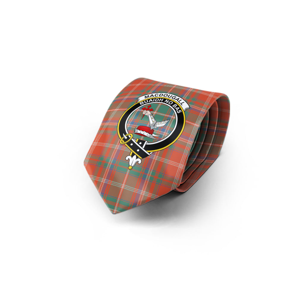 MacDougall Ancient Tartan Classic Necktie with Family Crest - Tartan Vibes Clothing