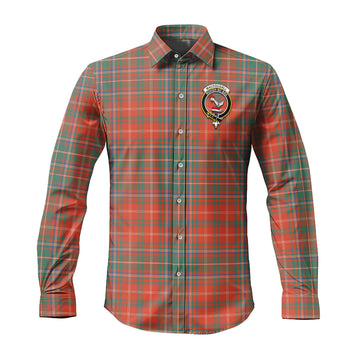 MacDougall Ancient Tartan Long Sleeve Button Up Shirt with Family Crest