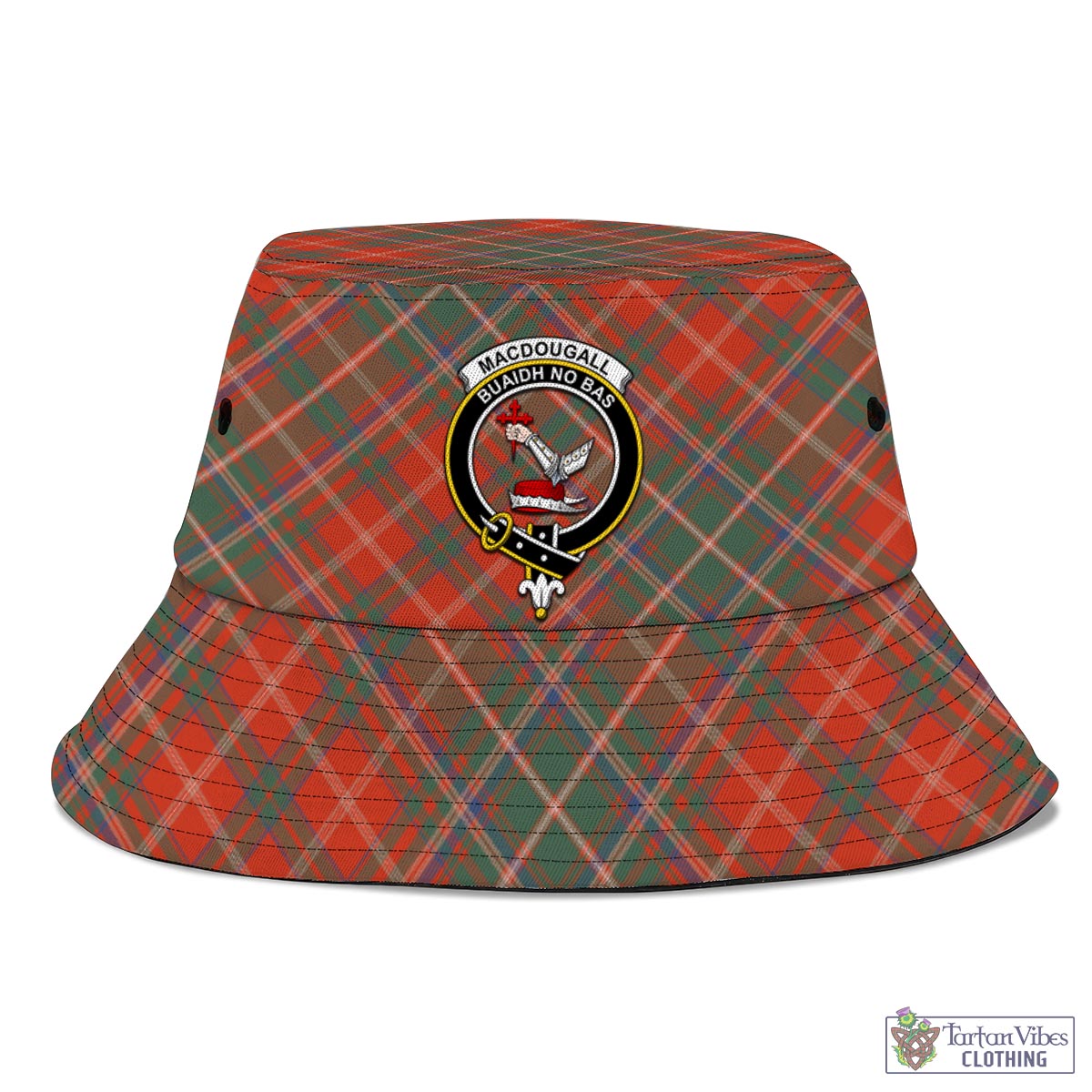 Tartan Vibes Clothing MacDougall Ancient Tartan Bucket Hat with Family Crest