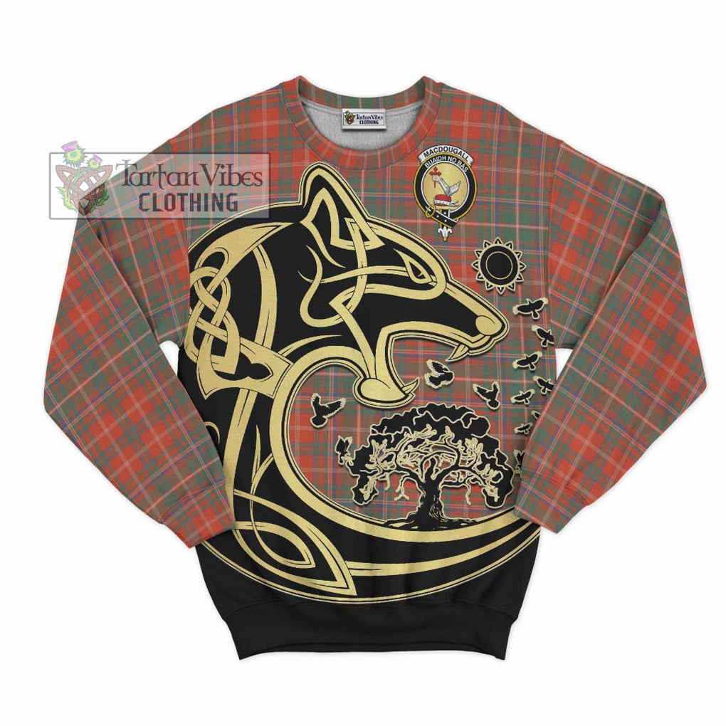 MacDougall Ancient Tartan Sweatshirt with Family Crest Celtic Wolf Style - Tartan Vibes Clothing