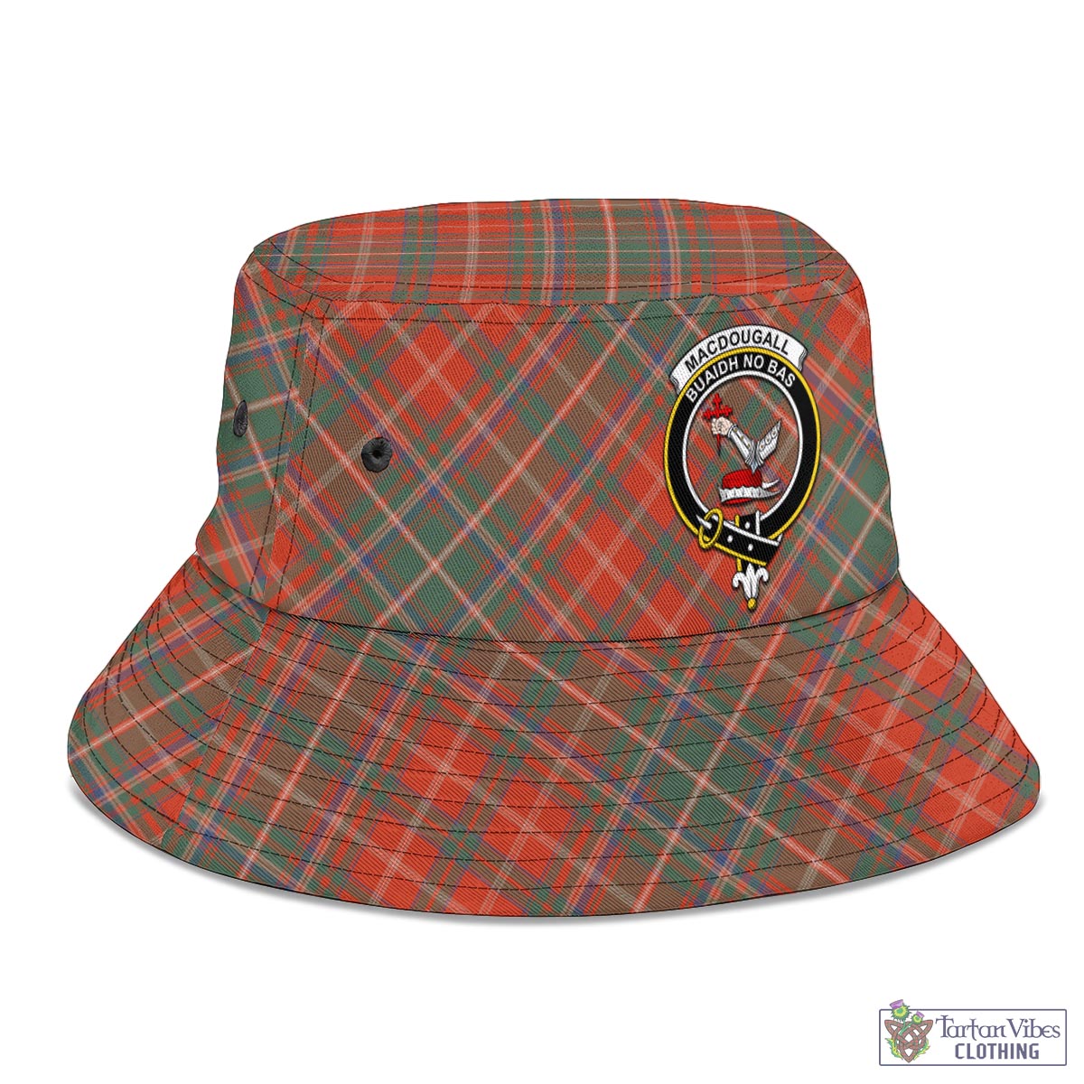 Tartan Vibes Clothing MacDougall Ancient Tartan Bucket Hat with Family Crest