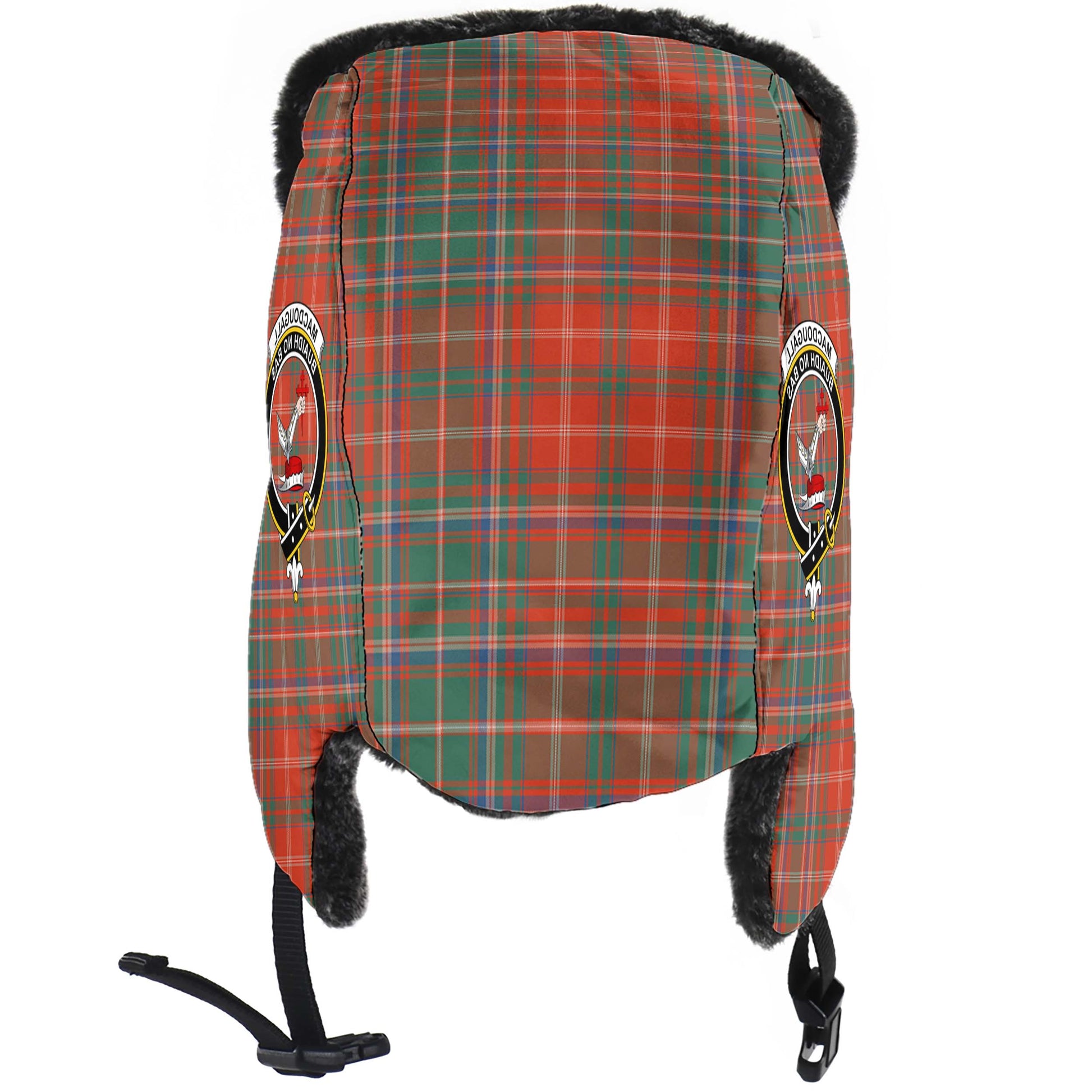 MacDougall Ancient Tartan Winter Trapper Hat with Family Crest - Tartanvibesclothing