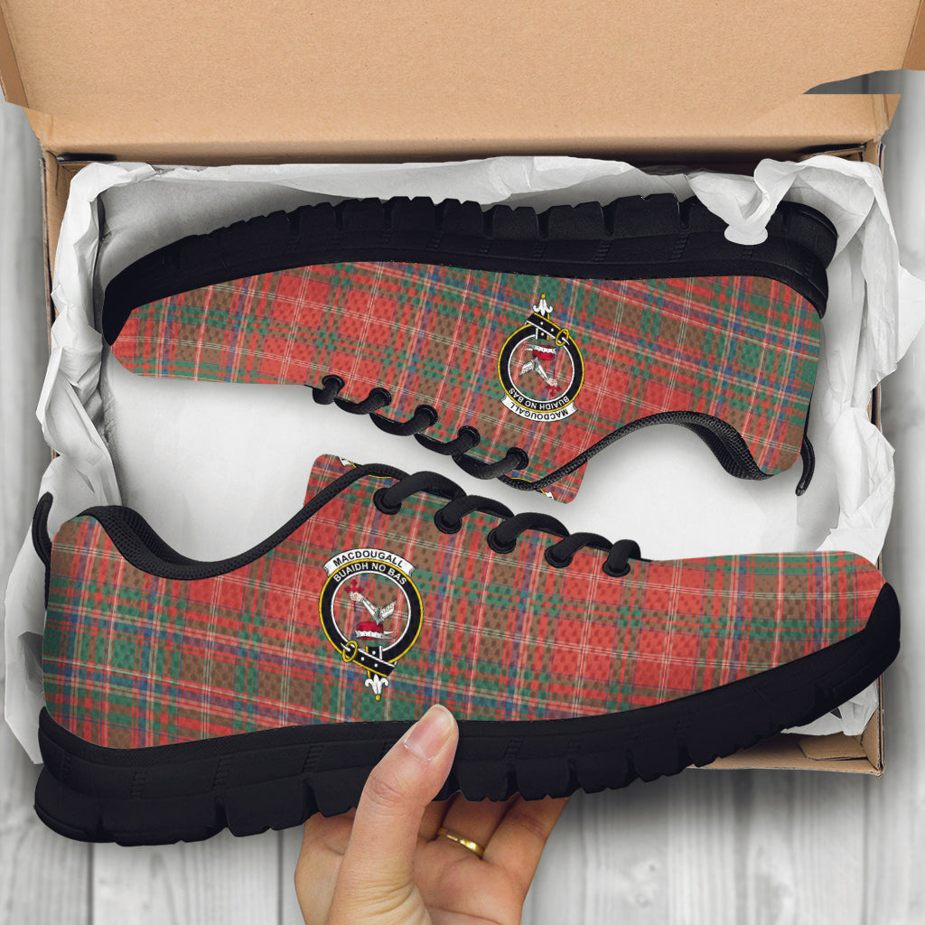 MacDougall Ancient Tartan Sneakers with Family Crest - Tartan Vibes Clothing