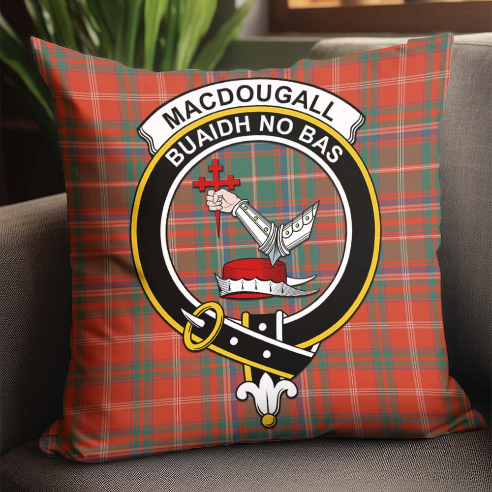 MacDougall Ancient Tartan Pillow Cover with Family Crest - Tartanvibesclothing