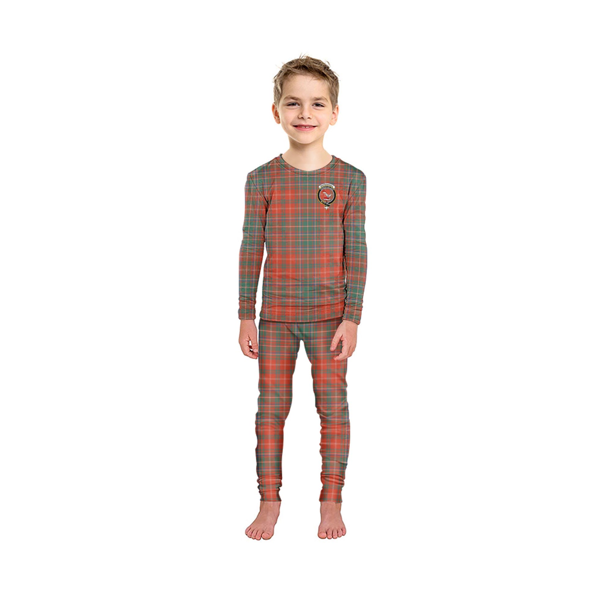 MacDougall Ancient Tartan Pajamas Family Set with Family Crest - Tartanvibesclothing