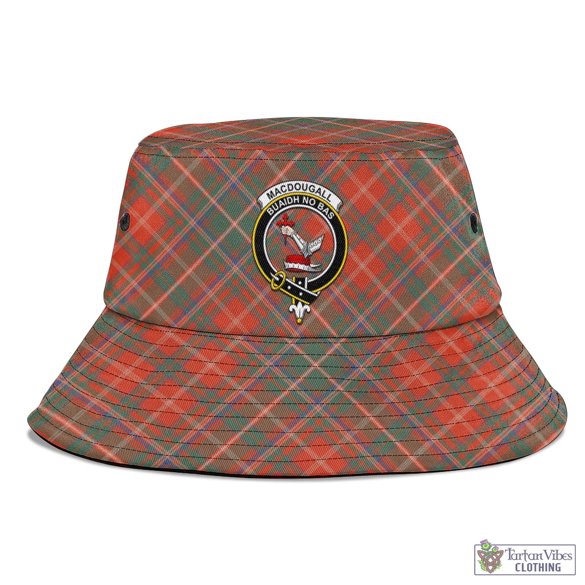 Tartan Vibes Clothing MacDougall Ancient Tartan Bucket Hat with Family Crest