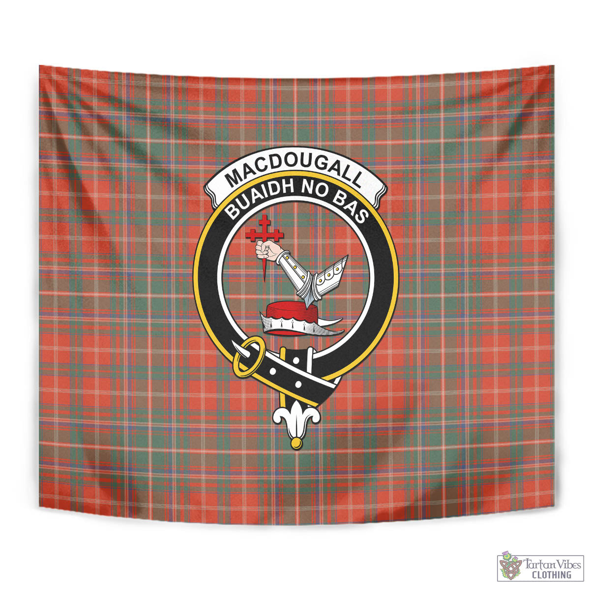 Tartan Vibes Clothing MacDougall Ancient Tartan Tapestry Wall Hanging and Home Decor for Room with Family Crest