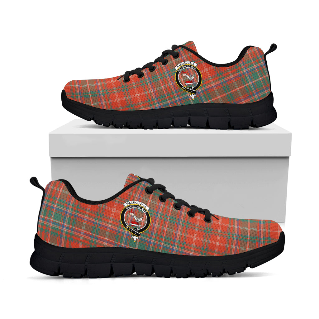 MacDougall Ancient Tartan Sneakers with Family Crest - Tartan Vibes Clothing