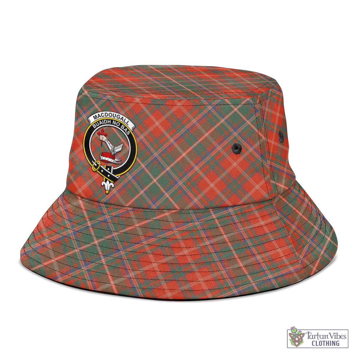 Tartan Vibes Clothing MacDougall Ancient Tartan Bucket Hat with Family Crest