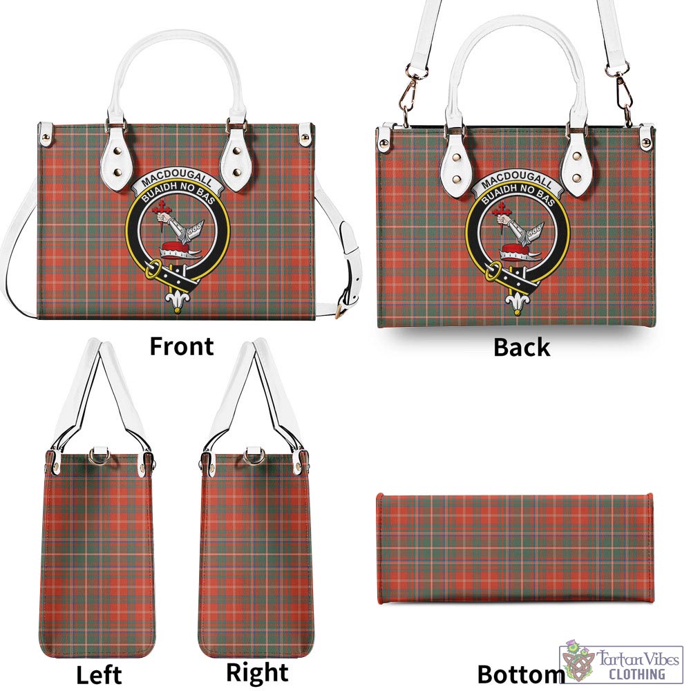 Tartan Vibes Clothing MacDougall Ancient Tartan Luxury Leather Handbags with Family Crest