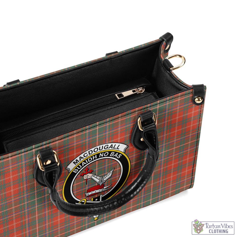 Tartan Vibes Clothing MacDougall Ancient Tartan Luxury Leather Handbags with Family Crest