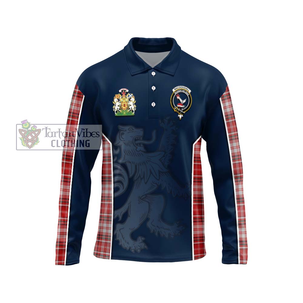 Tartan Vibes Clothing MacDougall Dress Tartan Long Sleeve Polo Shirt with Family Crest and Lion Rampant Vibes Sport Style