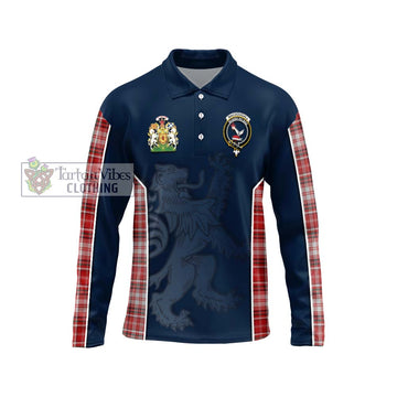 MacDougall Dress Tartan Long Sleeve Polo Shirt with Family Crest and Lion Rampant Vibes Sport Style