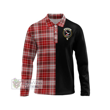 MacDougall Dress Tartan Long Sleeve Polo Shirt with Family Crest and Half Of Me Style