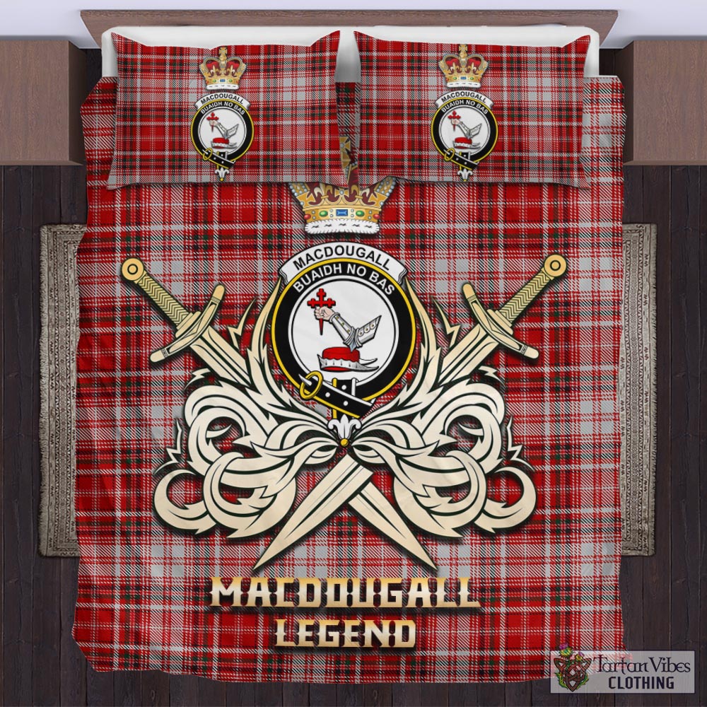 Tartan Vibes Clothing MacDougall Dress Tartan Bedding Set with Clan Crest and the Golden Sword of Courageous Legacy