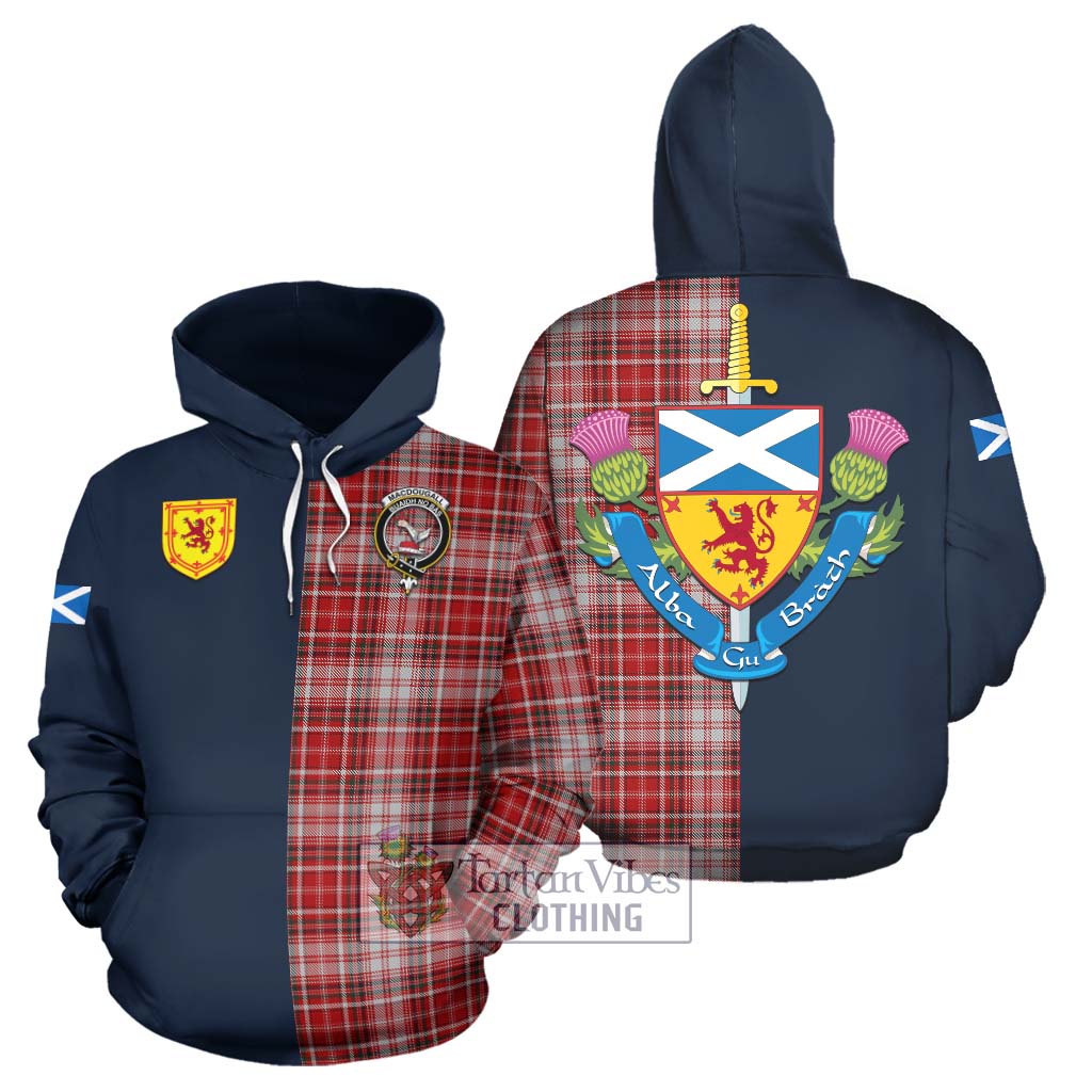 Tartan Vibes Clothing MacDougall Dress Tartan Hoodie with Scottish Lion Royal Arm Half Style