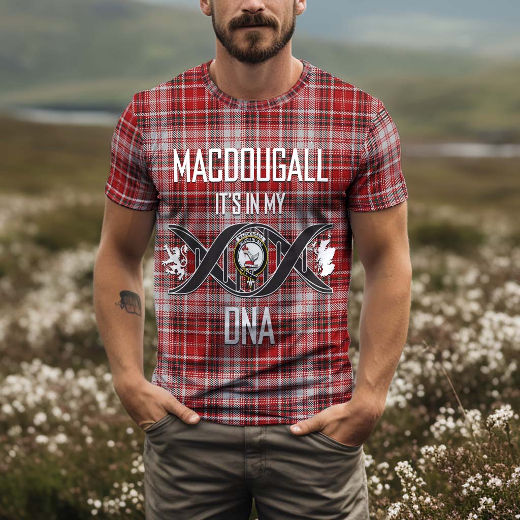 Tartan Vibes Clothing MacDougall Dress Tartan T-Shirt with Family Crest DNA In Me Style