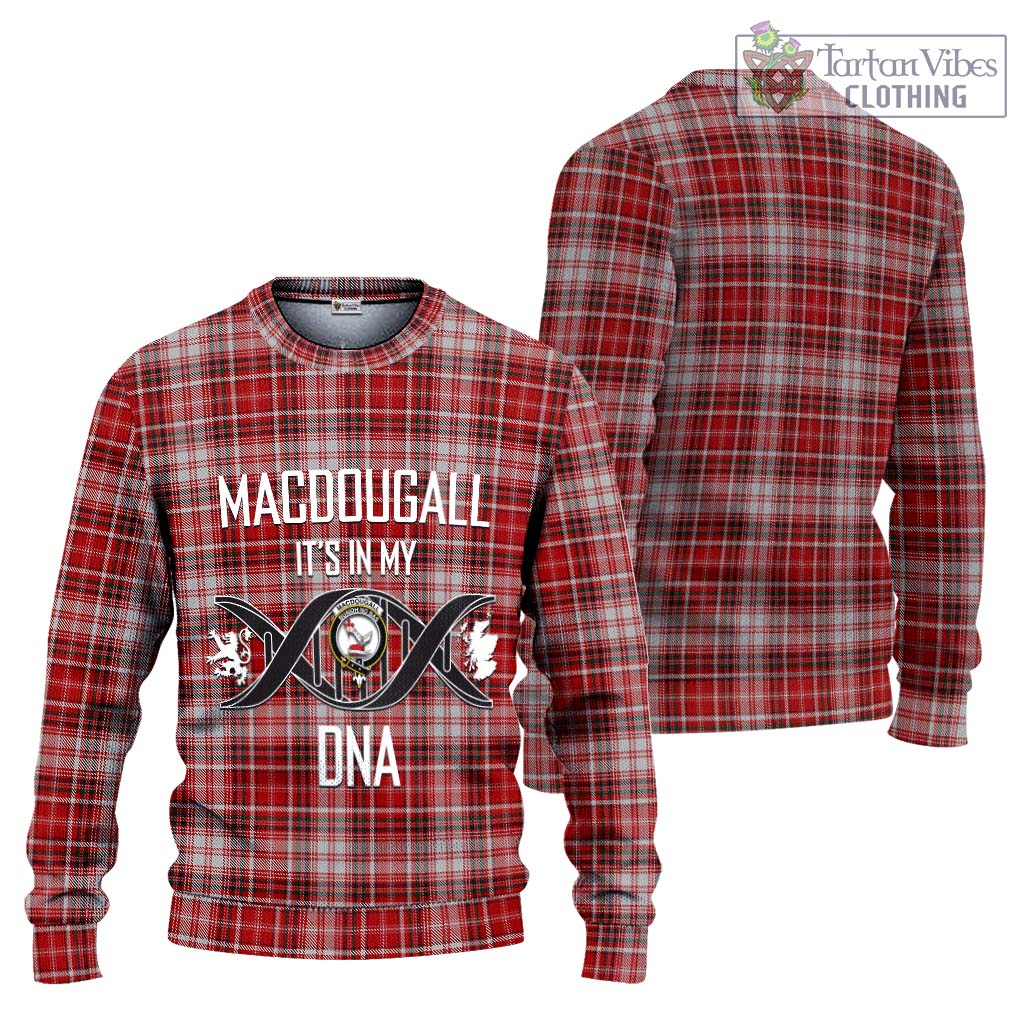 Tartan Vibes Clothing MacDougall Dress Tartan Knitted Sweater with Family Crest DNA In Me Style