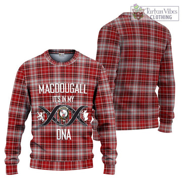 MacDougall Dress Tartan Knitted Sweater with Family Crest DNA In Me Style