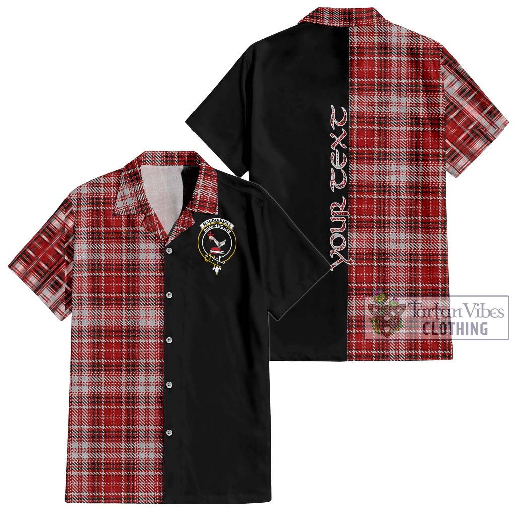 Tartan Vibes Clothing MacDougall Dress Tartan Short Sleeve Button Shirt with Family Crest and Half Of Me Style