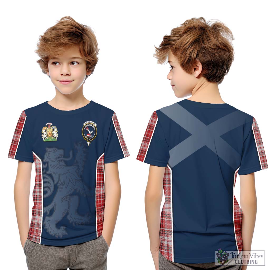 Tartan Vibes Clothing MacDougall Dress Tartan Kid T-Shirt with Family Crest and Lion Rampant Vibes Sport Style