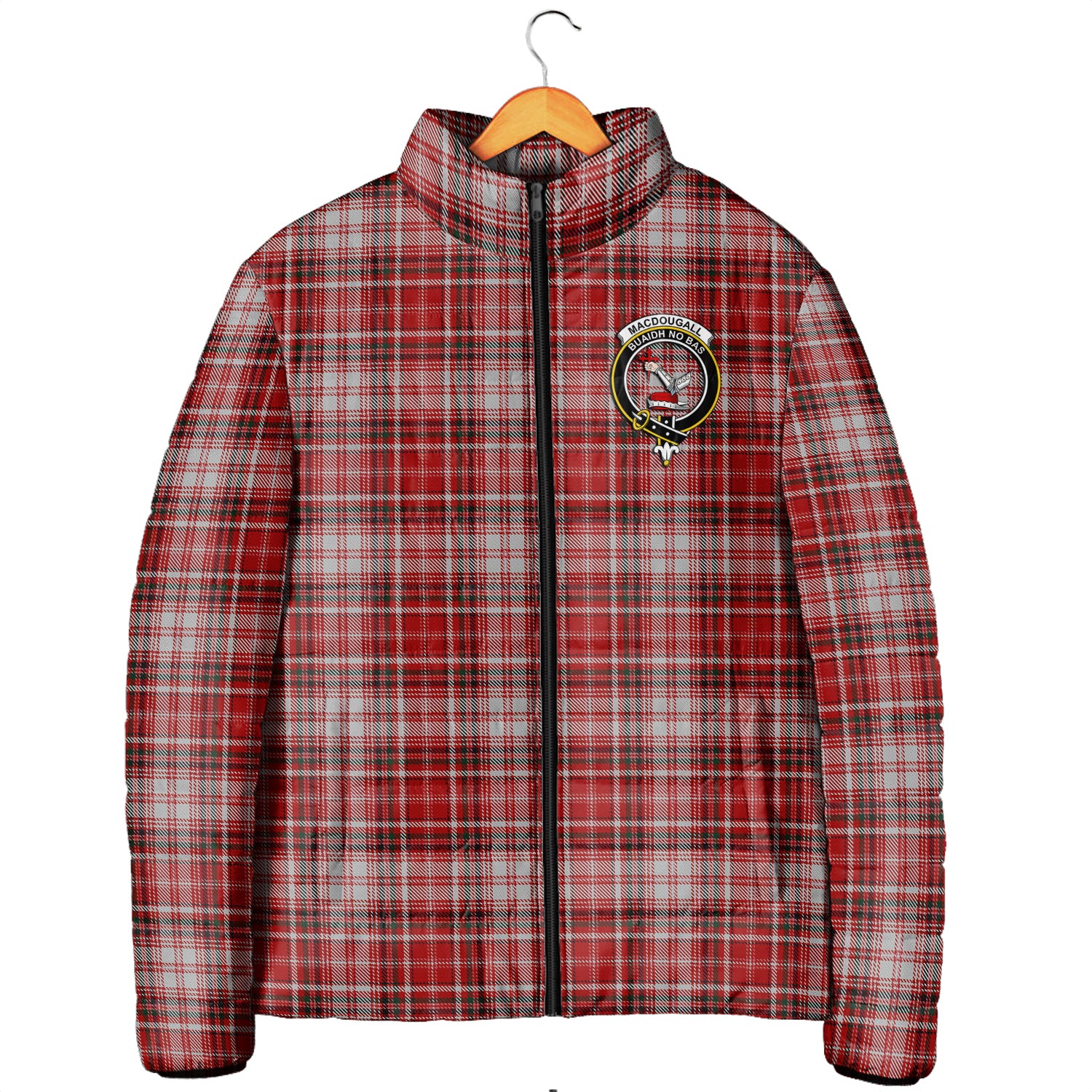 MacDougall Dress Tartan Padded Jacket with Family Crest Men's Padded Jacket - Tartan Vibes Clothing