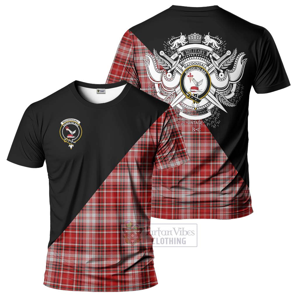 Tartan Vibes Clothing MacDougall Dress Tartan T-Shirt with Family Crest and Military Logo Style