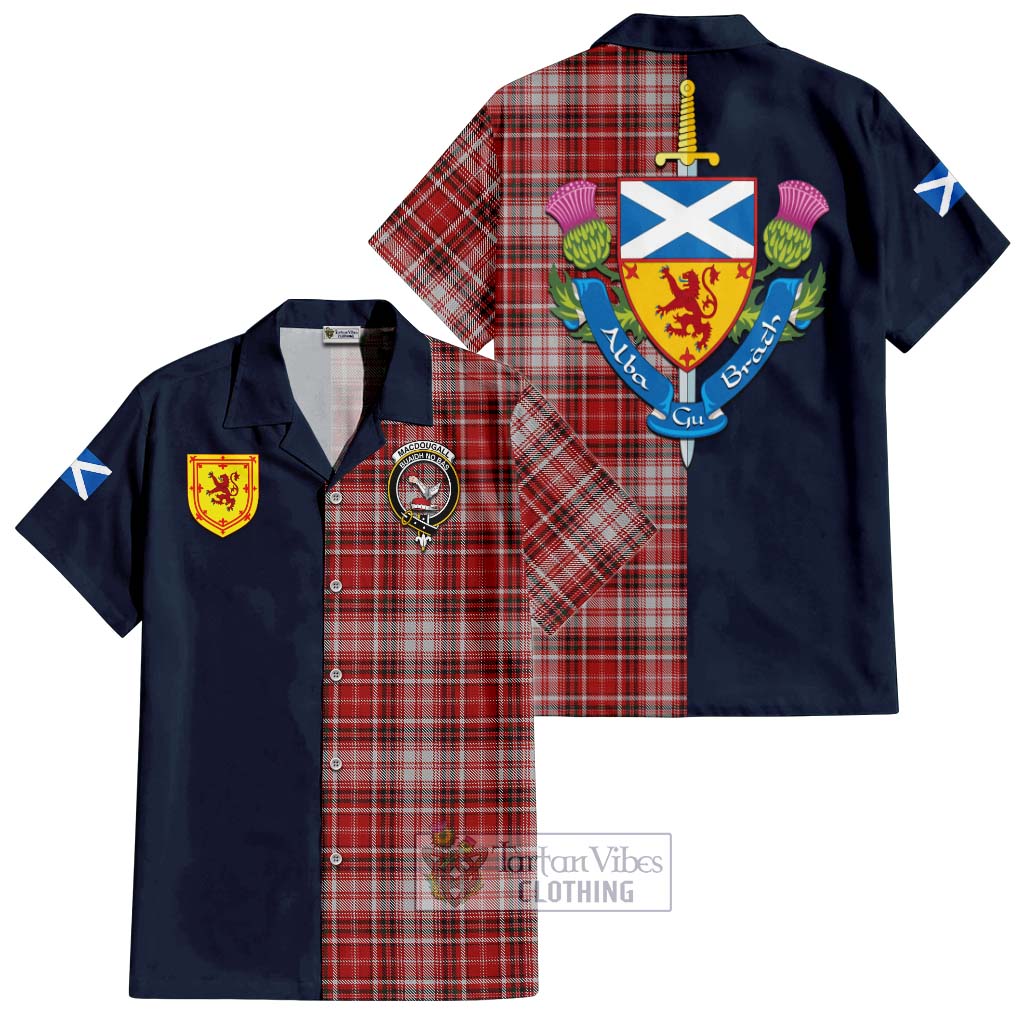 Tartan Vibes Clothing MacDougall Dress Tartan Short Sleeve Button Shirt with Scottish Lion Royal Arm Half Style