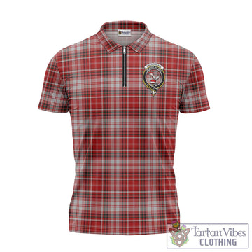 MacDougall Dress Tartan Zipper Polo Shirt with Family Crest