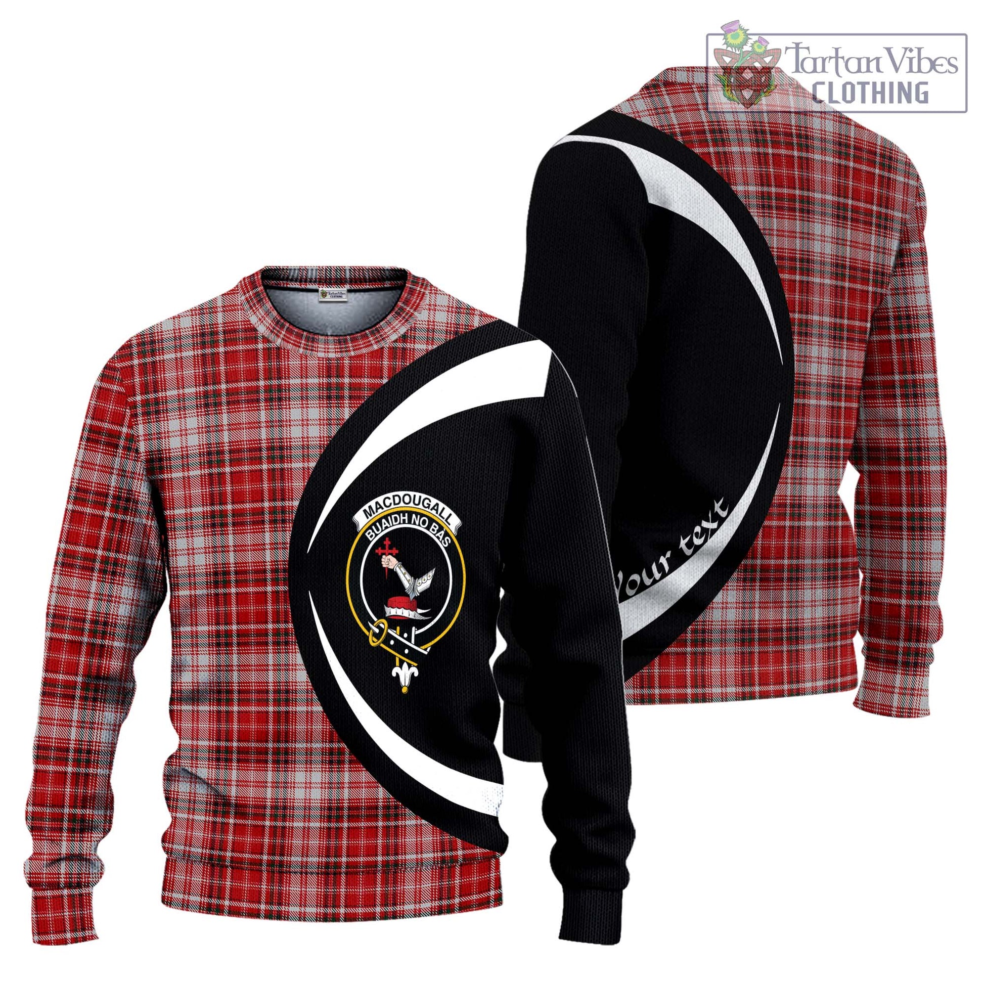 MacDougall Dress Tartan Knitted Sweater with Family Crest Circle Style Unisex - Tartan Vibes Clothing