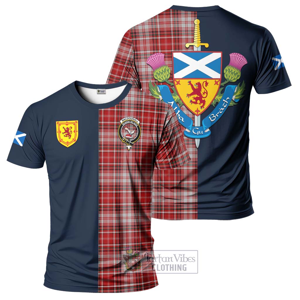 Tartan Vibes Clothing MacDougall Dress Tartan T-Shirt Alba with Scottish Lion Royal Arm Half Style