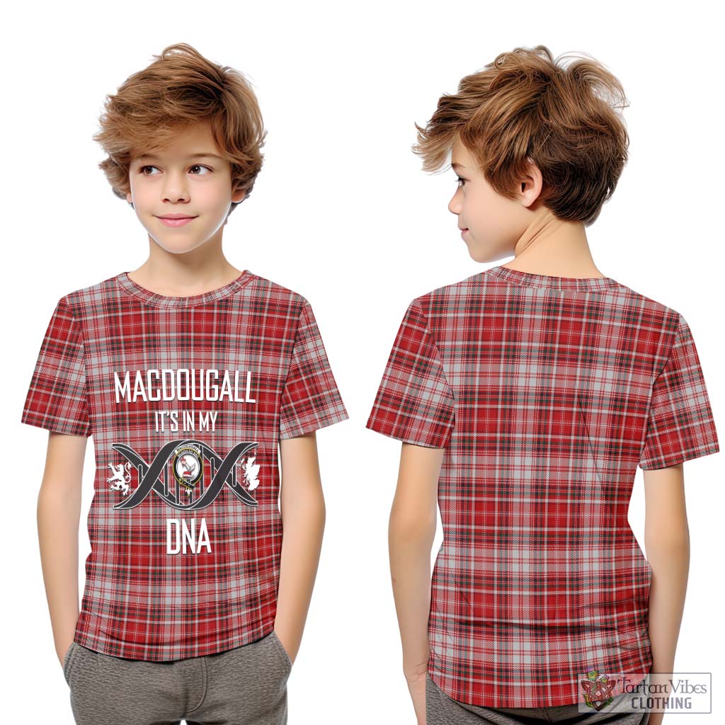 Tartan Vibes Clothing MacDougall Dress Tartan Kid T-Shirt with Family Crest DNA In Me Style