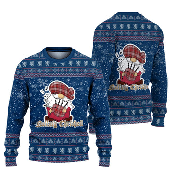 MacDougall Dress Clan Christmas Family Knitted Sweater with Funny Gnome Playing Bagpipes