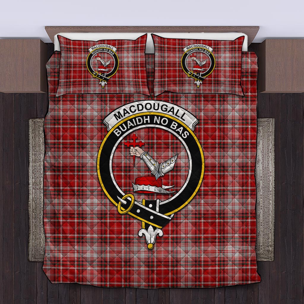 MacDougall Dress Tartan Quilt Bed Set with Family Crest Twin - Tartanvibesclothing